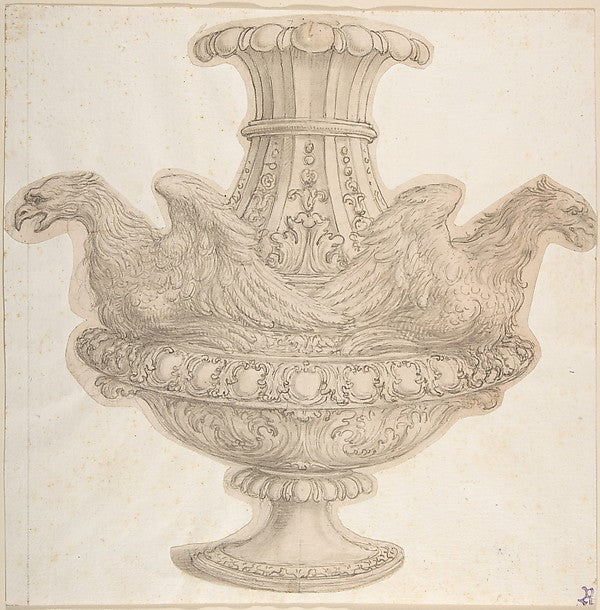 Design for Vase with Eagles 1652–1725-Giovanni Battista Foggin, Poster Print