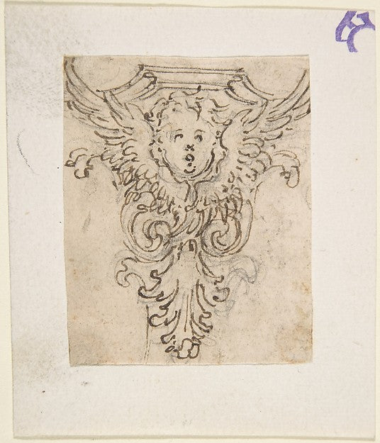 Design for a Console or Capital with a Cherub 1652–1725-Giovan, Poster Print