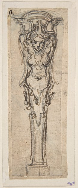 Design for a Term shaped like a Winged Female Figure 1652–1725, Poster Print