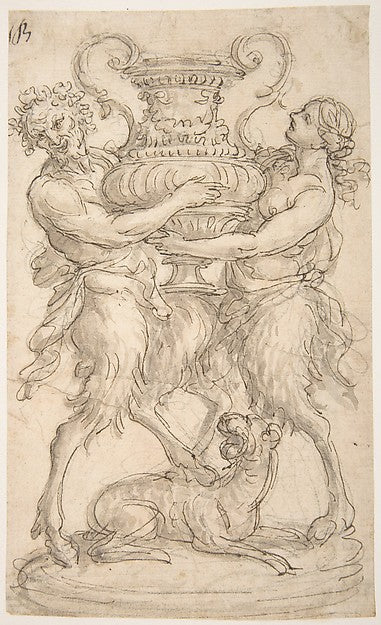 Design for a Sculpture consisting of a Satyr and Satyress hold,16x12"(A3) Poster