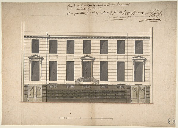 Elevation for the Court Front of the Hotel de Duval Dumanoir o,  Poster Print Wall Art