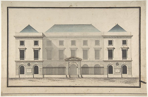 Design for the Collège de France  Paris -  Elevation of Court Fr,  Poster Print Wall Art