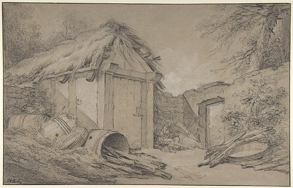 Farmyard mid-18th cent-Charles Michel Ange Challe,16x12"(A3)Poster