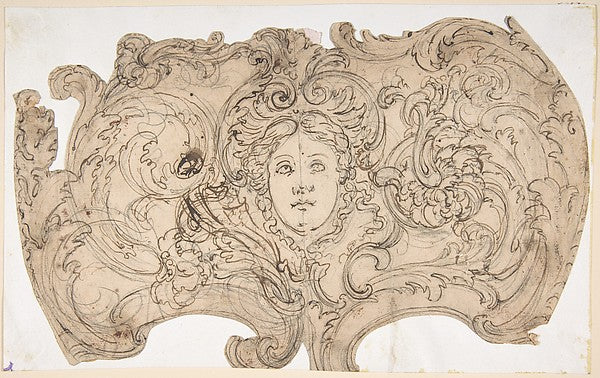 Female Mask Surrounded by Tendrils 1652–1725-Giovanni Battista,  Poster Print Wall Art
