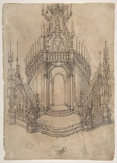 Designs for a Funerary Monument with Stairs . Various Funerary,  Poster Print