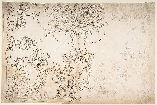 Design for One Half of a Ceiling with Elaborate Medaillons and,16x12"(A3) Poster