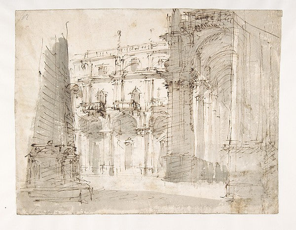 Street Scene with a Palace Facade and an Arcade 1707–94- Made,  Poster Print