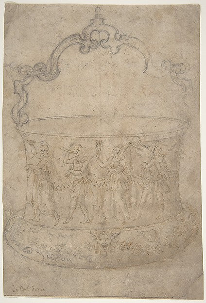 Design for a Bucket-Like Vessel with a Handle of Strapwork  on,  Poster Print Wall Art