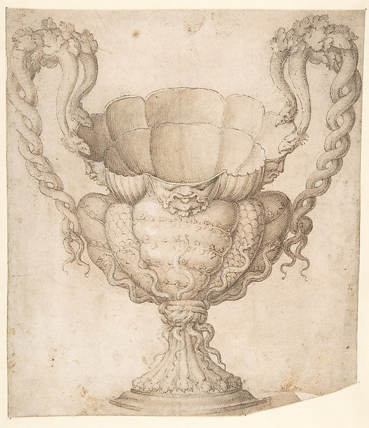 Design for a Decorated Drinking Cup with Floriated Heads aroun, Poster Print