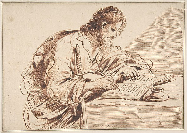 Saint Paul 1591–1666-Imitator of Guercino ,  Poster Print Wall Art