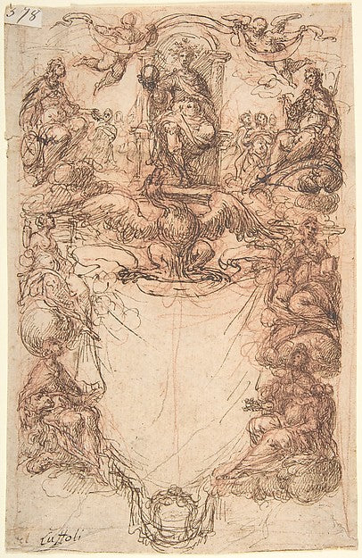Design for a Title Page 1665–1707-Giovanni Maria Luffoli   doc,  Poster Print Wall Art