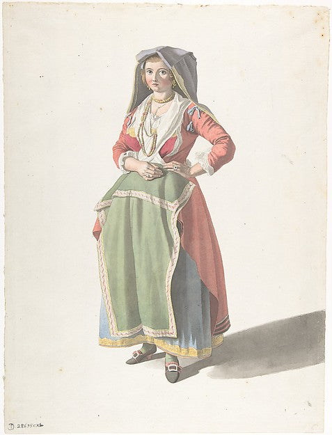 Young Woman Standing in Traditional Neapolitan Dress 1755–1821,  Poster Print Wall Art