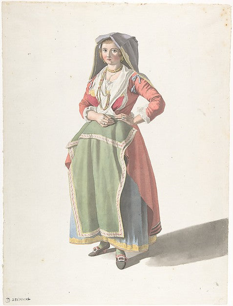 Young Woman Standing in Traditional Neapolitan Dress 1755–1821,16x12"(A3) Poster