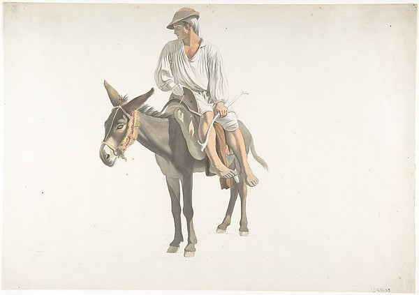 Peasant on a Donkey c1783–87-Giovanni Battista  Lusieri,  Poster Print Wall Art