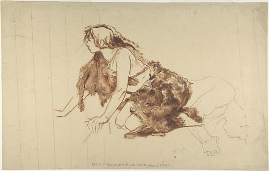 Crouching Woman n.d.-Fernand Cormon,16x12"(A3) Poster