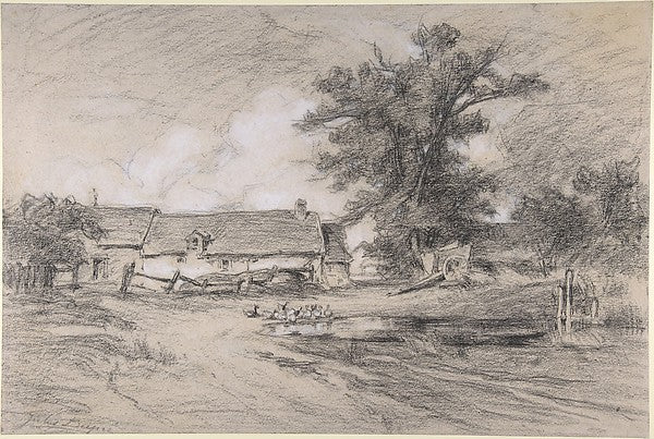 Farmyard with Ducks 19th cent,  Poster Print Wall Art
