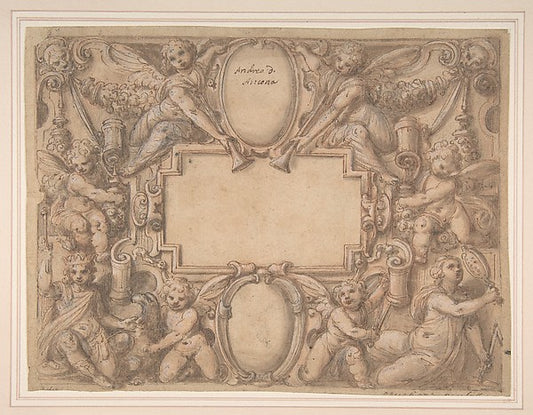 A Cartouche and Two Shields Surrounded by Allegorical Figures.,16x12"(A3) Poster