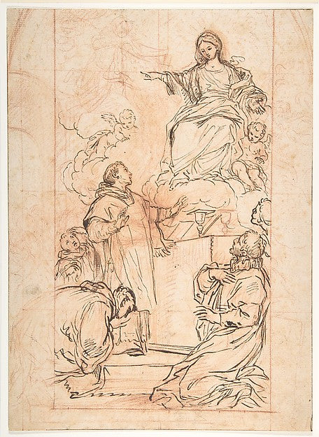 The Virgin Appearing at Mass 1692–1758-Agostino Masucci,  Poster Print Wall Art