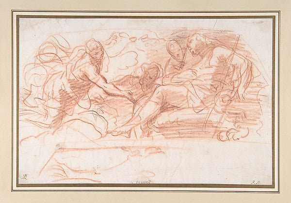 Flying Figure Appearing before an Enthroned Figure 1662–1728-P,  Poster Print Wall Art