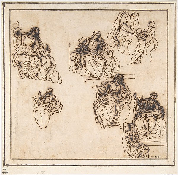 Studies for the Education of the Virgin 1692–1758-Agostino Mas,  Poster Print Wall Art