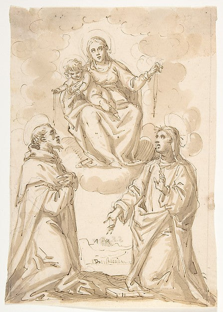 The Virgin and Child with Chaplets Appearing to Saint Dominic,  Poster Print Wall Art