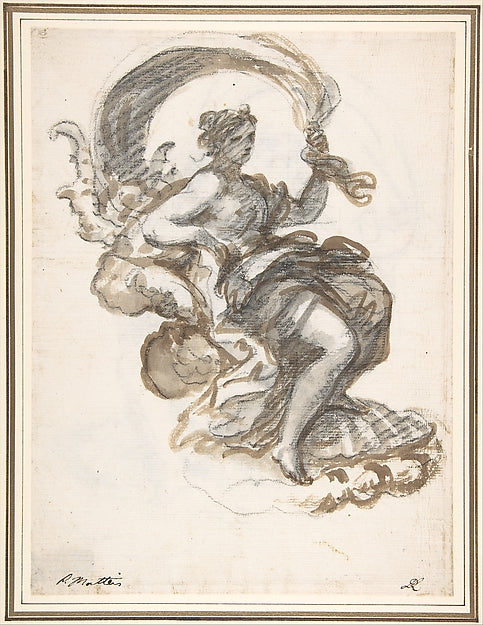 Studies of a Reclined Woman on a Seashell  for the Triumph of,  Poster Print Wall Art