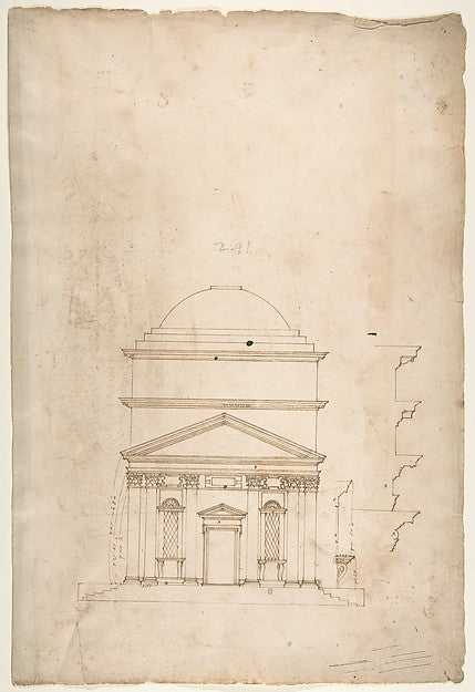 S. Andrea via Flaminia  elevation  blank  early to mid-16th ce,  Poster Print Wall Art