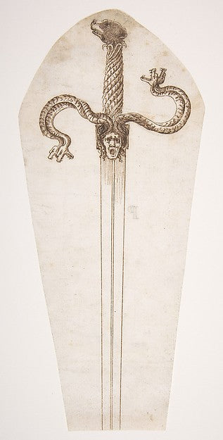 Drawing of a Sword Hilt 16th–17th cent,  Poster Print Wall Art
