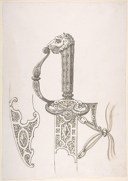 Drawing of Design for Sword Hilt and Tip of Scabbard  second h,  Poster Print