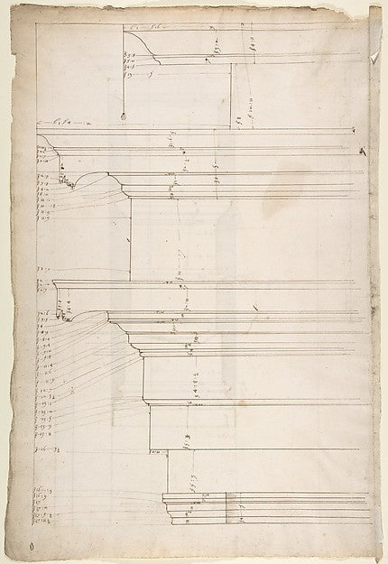 San Lorenzo  Library  Ricetto  entablature  elevation profile,  Poster Print Wall Art
