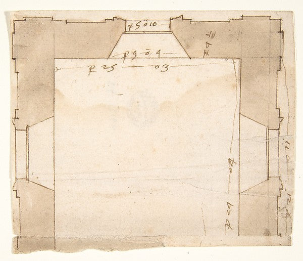 Unidentified  plan  blank  early to mid-16th cent-,  Poster Print Wall Art