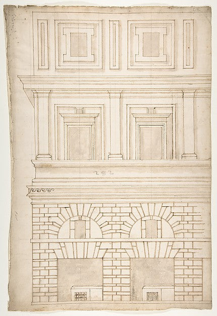Palazzo Alberini-Cicciaporci  half elevation  blank  early to,  Poster Print Wall Art