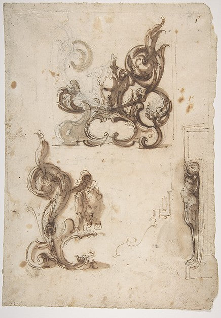 Designs for Ornamental Motifs and for a Herm Supporting a Chim,  Poster Print Wall Art