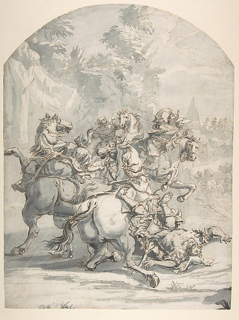 Cavalry Engagement 1646–1712-Francesco Monti   - Il Brescianin,16x12"(A3) Poster