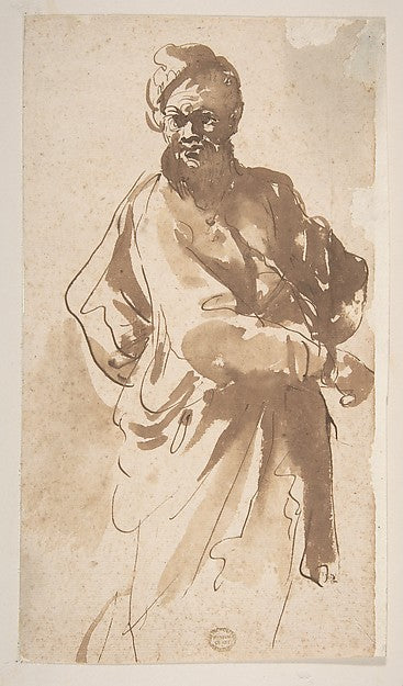 Figure of a Man 1612–66-attributed to Pier Francesco Mola,  Poster Print Wall Art