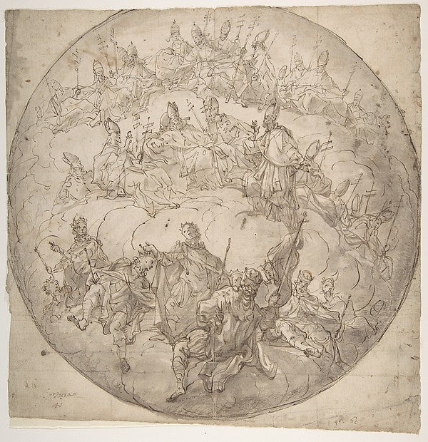 Kings  Bishops and Popes -  design for ceiling. 1696–1782-France,  Poster Print Wall Art