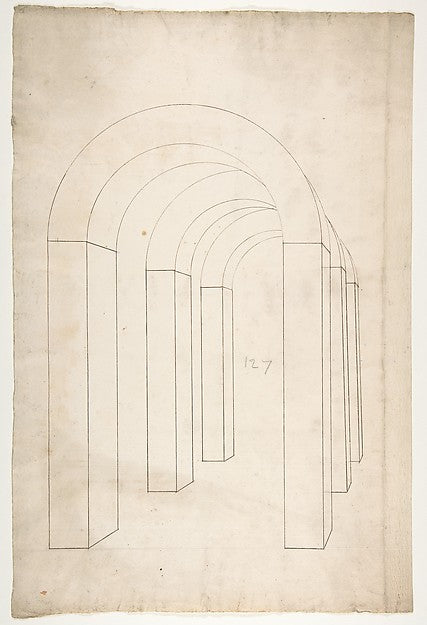 Perspective study of an Arched Colonnade 16th cent-Anonymous,, Poster Print