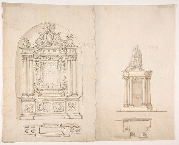 Two Designs for Tombs 16th cent-Anonymous,French,16th cent,16x12"(A3)Poster
