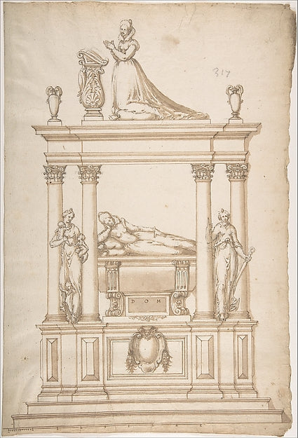 Design for a Woman's Tomb 16th cent-Anonymous,French,16th ce, Poster Print