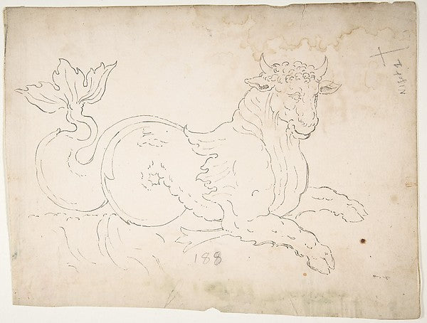 Marine bull  detail  blank  early to mid-16th cent-, Poster Print
