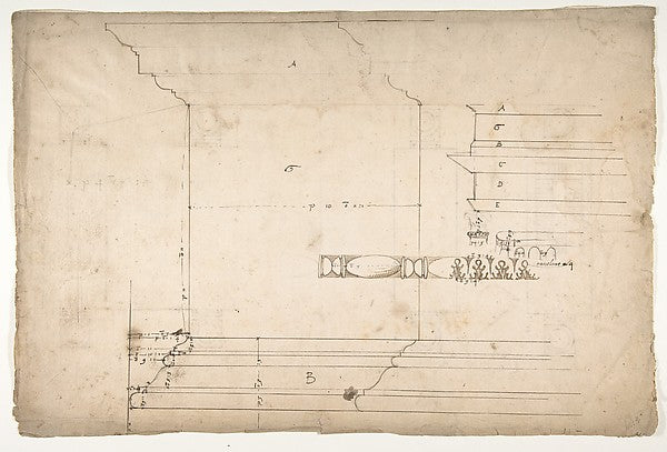 Forum of Nerva  colonnade  profiles of attic and entablature , Poster Print