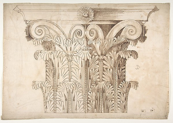 Unknown  Corinthian capital  elevation  Unknown  Corinthian ca, Poster Print