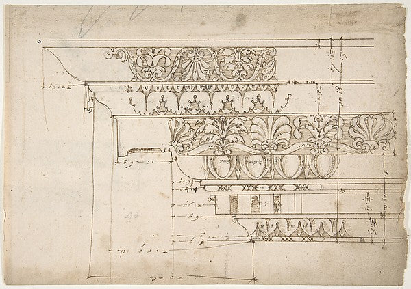 Domus Augustiana  cornice  elevation in profile  ornamental de, Poster Print