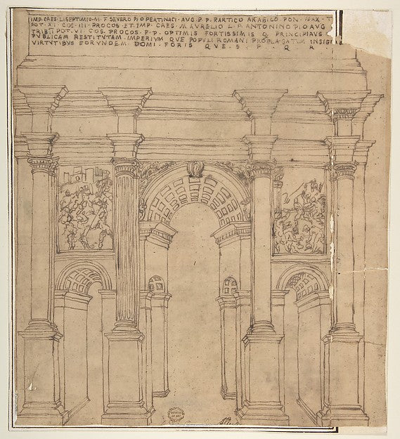 Arch of Septimius Severus  Rome 1505–71-attributed to Bartolom,  Poster Print Wall Art
