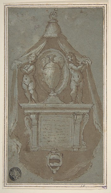 Design for a Wall Tomb 1590–1610-Avanzino Nucci  1551–1629 Rom,  Poster Print Wall Art