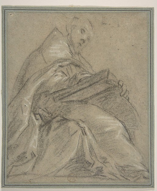 Seated Doctor of the Church Reading  1600-Jacopo Palma the You,16x12