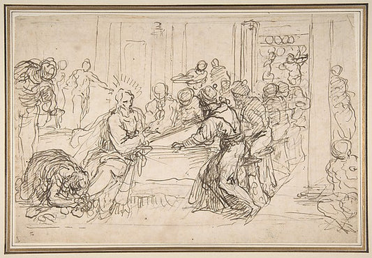 Penitent Woman Anointing the Feet of Christ at the Table of Si,16x12"(A3) Poster