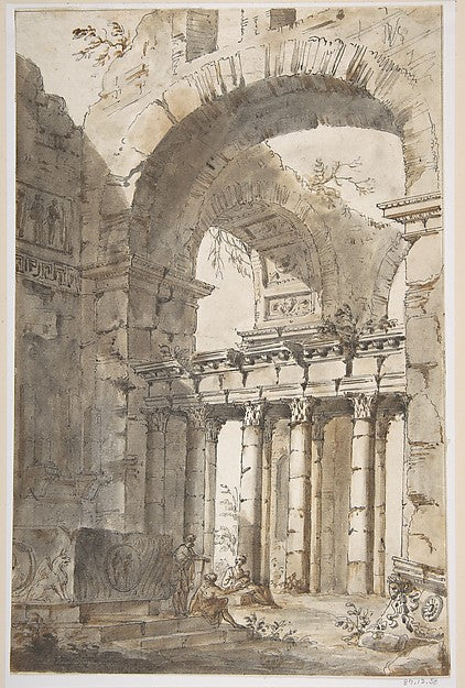 Ruins of a Basilica or Mausoleum 1691–1765-Giovanni Paolo Pani,16x12"(A3) Poster