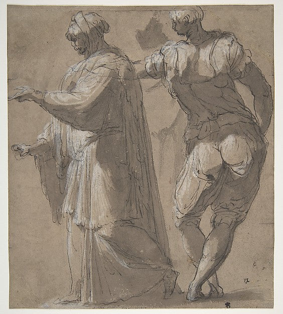 Two Standing Male Figures 1501–47-Perino del Vaga ,16x12"(A3) Poster