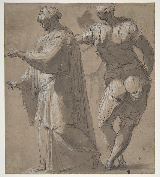Two Standing Male Figures 1501–47-Perino del Vaga ,16x12"(A3) Poster